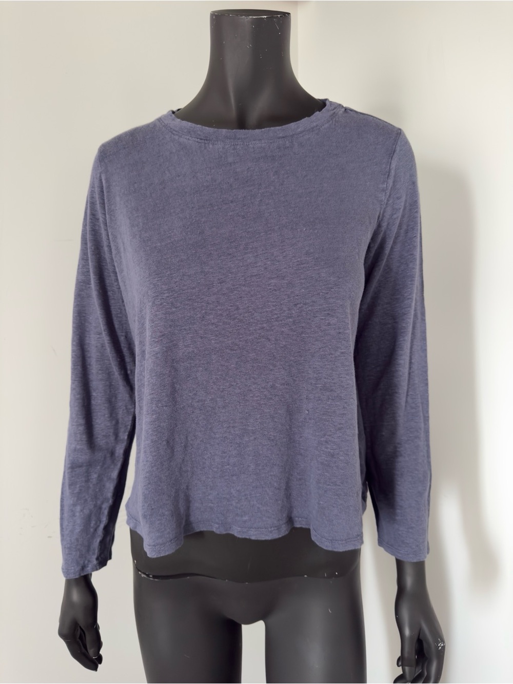 379. Eileen Fisher Navy Long-Sleeve Crewneck Top